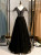 Black Tulle V-neck Beading Prom Dress
