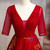 Burgundy Tulle Sequins Short Sleeve V-neck Prom Dress