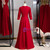 Burgundy Satin Short Sleeve V-neck Prom Dress