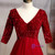 Burgundy Sequins Tulle Short Sleeve Prom Dress