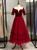 Burgundy Tulle Velvet Short Sleeve Short Prom Dress