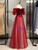 Burgundy Tulle Sequins Appliques Prom Dress