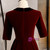 Burgundy Velvet V-neck Short Sleeve Prom Dress