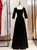 Black Velvet Short Sleeve Square Prom Dress