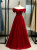Burgundy Tulle Beading Off the Shoulder Prom Dress