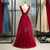 Burgundy Tulle Pleats Beading Backless Prom Dress