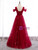 Burgundy Sequins V-neck Pleats Prom Dress