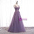 Purple Tulle V-neck Appliques Beading Prom Dress