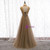 Champagne Tulle Pleats Beading Backless Prom Dress