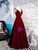 Burgundy Velvet Spaghetti Straps Prom Dress