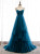 Blue Tulle High Waist Pleats Prom Dress