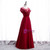 Burgundy Satin Beading Open Back Prom Dress