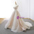 Champagne Tulle Satin Appliques Spaghetti Straps Wedding Dress