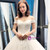 Luxury White Tulle Appliques Wedding Dress With Train