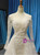 White Tulle Long Sleeve Beading Wedding Dress With Removable Train