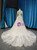 White Tulle Long Sleeve Beading Wedding Dress With Removable Train