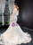 White Tulle Apploques Backless Wedding Dress With Removable Train