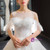 White Tulle Appliques Pleats Wedding Dress