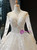 Ivory White Sequins Appliques V-neck Wedding Dress