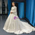 White Satin Long Sleeve High Neck Wedding Dress