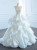 White Ball Gown Organza Beading Wedding Dress