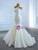 White Mermaid Tulle One Shoulder Wedding Dress