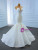 White Mermaid Tulle Beading Cap Sleeve Wedding Dress