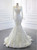 White Mermaid Sequins Beading Long Sleeve Wedding Dress With Removable Train