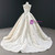 White High neck Backless Long Sleeve Pearls Wedding Dress