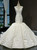 Ivory White Mermaid Satin V-neck Appliques Wedding Dress