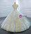 White Ball Gown Appliques Beading Long Sleeve Wedding Dress