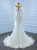 White Mermaid High Neck Backless Beading Wedding Dress