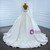 White Satin Long Sleeve Illusion V-neck Wedding Dress