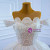 Advanced White Sequins Tulle Pearls Wedding Dress