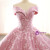 Pink Tulle Appliques Off the Shoulder Prom Dress