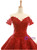 Burgundy Lace Sequins Appliques Off the Shoulder Prom Dress