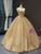 Fashion Gold Ball Gown Sequins Straps Sleeveless Prom Dress