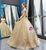 Fashion Gold Ball Gown Sequins Straps Sleeveless Prom Dress