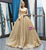 Fashion Gold Ball Gown Sequins Straps Sleeveless Prom Dress