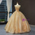 Fashion Gold Ball Gown Sequins Straps Sleeveless Prom Dress