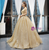 Fashion Gold Ball Gown Sequins Straps Sleeveless Prom Dress