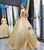 Fashion Gold Ball Gown Sequins Straps Sleeveless Prom Dress