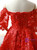Red Hi Lo Lace Off the Shoulder Short Sleeve Prom Dress