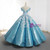 Blue Sequins Ball Gown Appliques Prom Dress