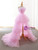 Pink Tulle Hi Lo Spaghetti Straps Prom Dress