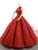 Red Sequins High Neck Backless Prom Dress