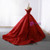 Dark Red Ball Gown Sequins Cap Sleeve Prom Dress