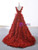 Burgundy Sequins Feather V-neck Prom Dress