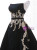 Black Ball Gown Velvet Appliques Beading Prom Dress