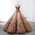 Brown Ball Gown Spaghetti Straps Pearls Prom Dress